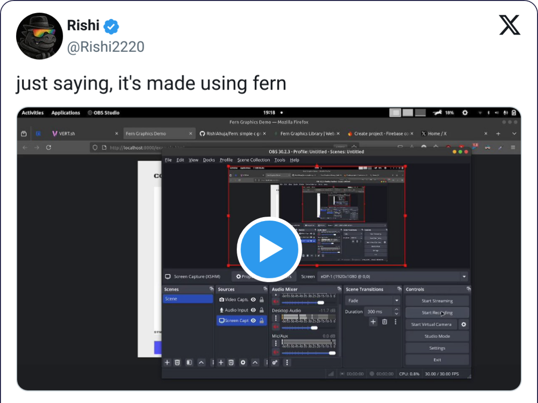 Tweet by @rishi2220 about Fern